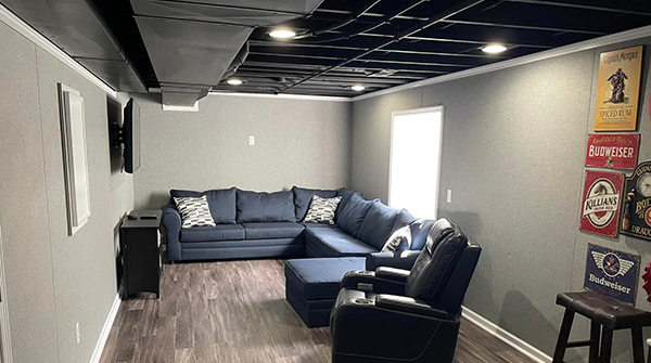Contact Impressive Basements | Westland, MI Basement Contractors - blue-couch